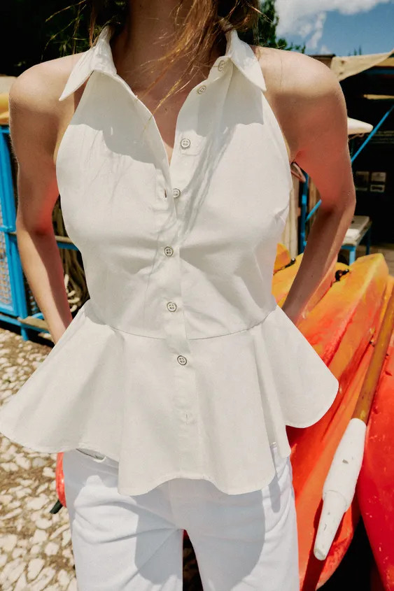 HALTER PEPLUM SHIRT | Zara US