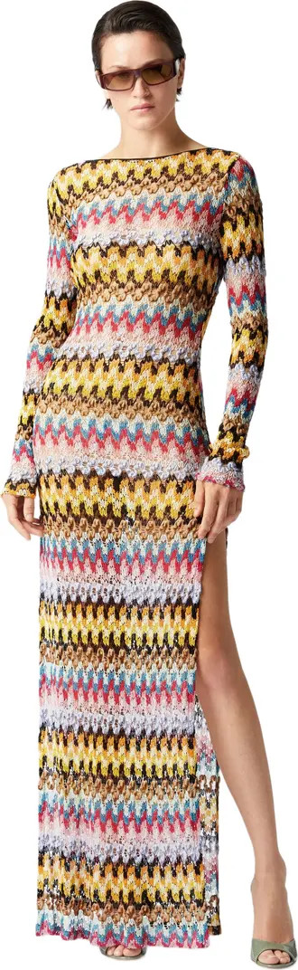 Long Dress In Lamé Viscose Lace With Open Back | Nordstrom