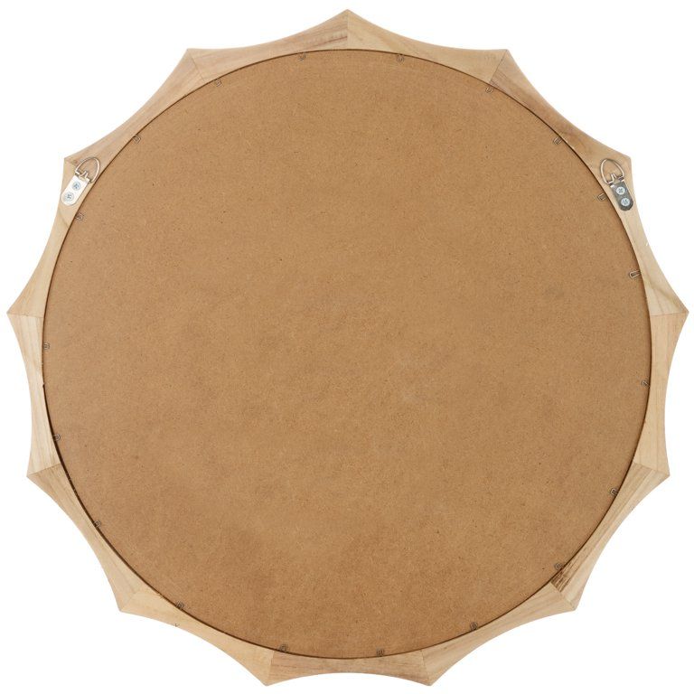 Patton Wall Decor Framed Round Scalloped Wall Mirror, Natural Wood, 27" - Walmart.com | Walmart (US)