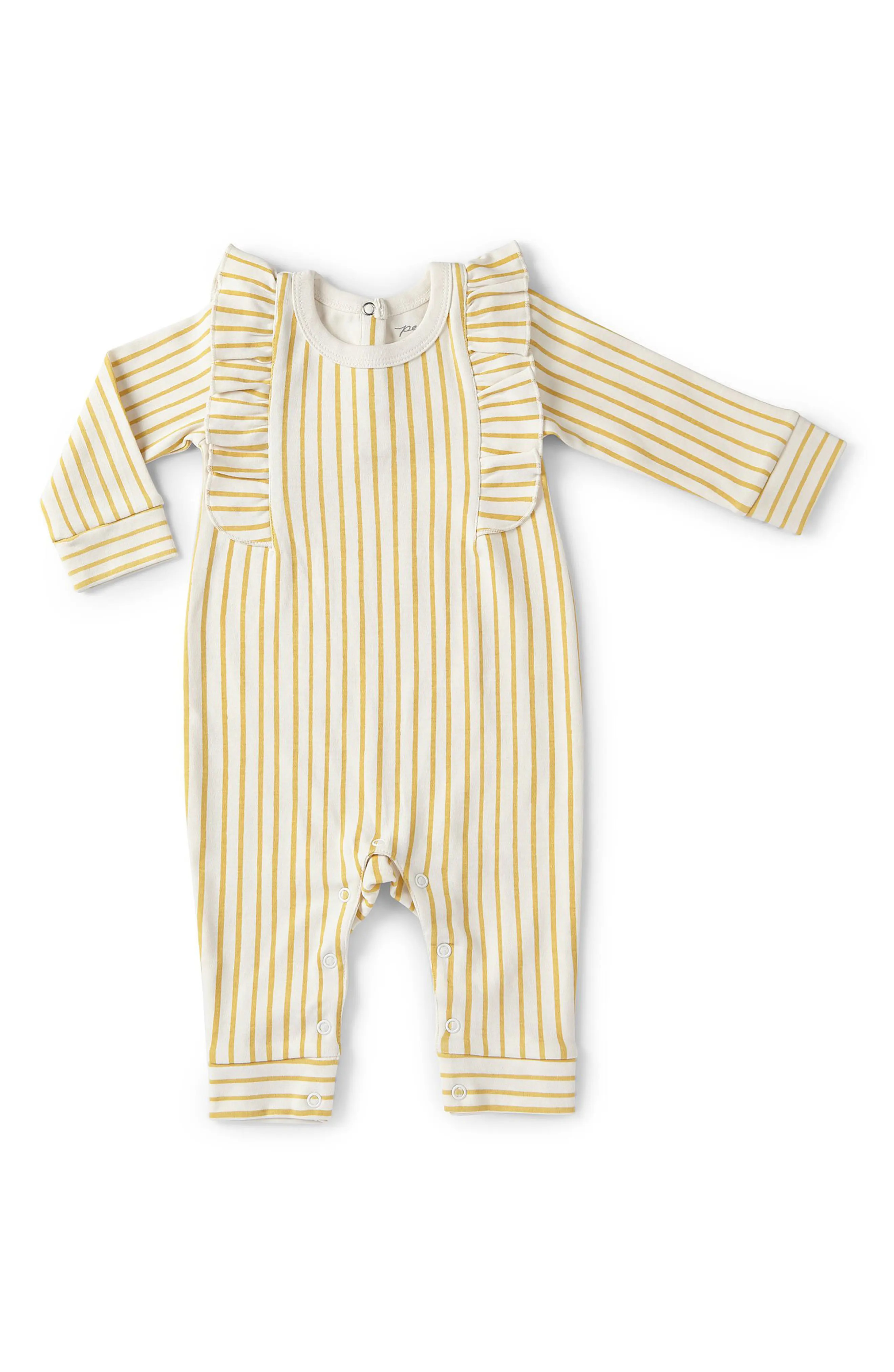 Infant Girl's Pehr Stripes Away Ruffle Organic Cotton Romper | Nordstrom