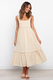 Prudence Dress - Beige Gingham | Petal & Pup (US)