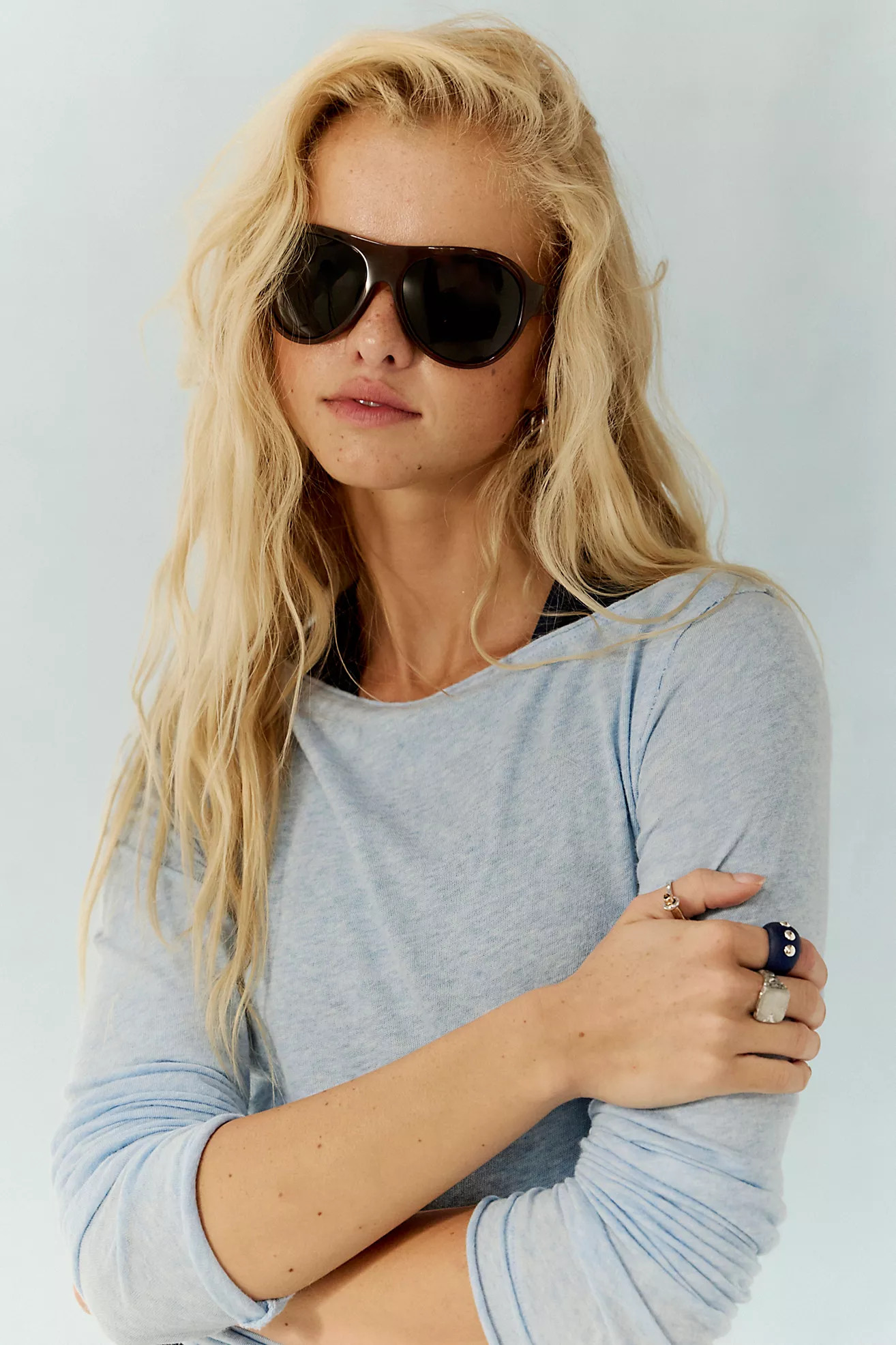 Reese Oversized Shield Aviator Sunglasses | Free People (Global - UK&FR Excluded)