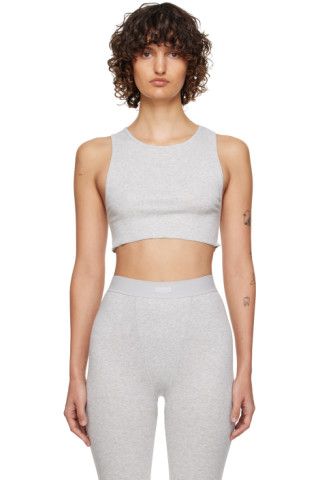 SKIMS - Grey Cotton Tank Top | SSENSE