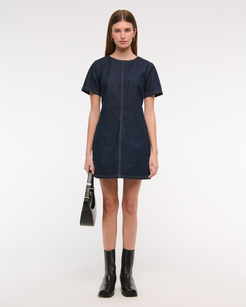 Denim Shift Mini Dress | Abercrombie & Fitch (US)