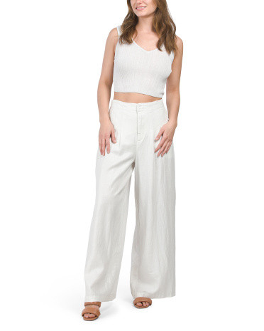 Metallic Linen Blend Pants And Shine Sweater Tank Set | Marshalls