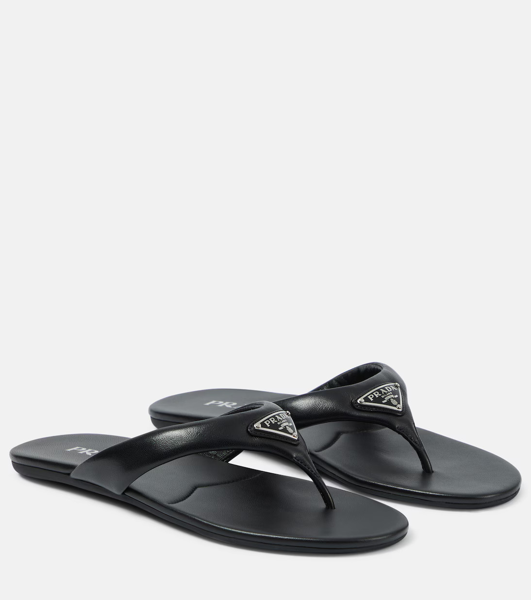 Logo padded leather thong sandals | Mytheresa (US/CA)