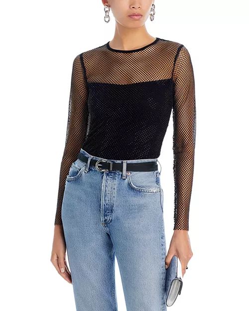 Crystal Mesh Long Sleeve Top - Exclusive | Bloomingdale's (US)