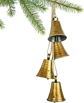 Styleonme Decorative Bells, Christmas Decor Bells, Metal Indoor and Outdoor Blessing Bells, 4-Pie... | Amazon (US)