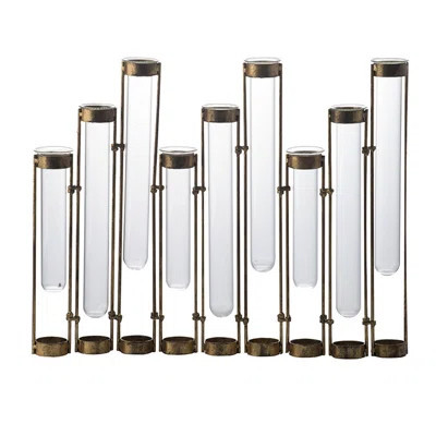 Vial Flower Vase with Bronze Metal Frame | Wayfair North America