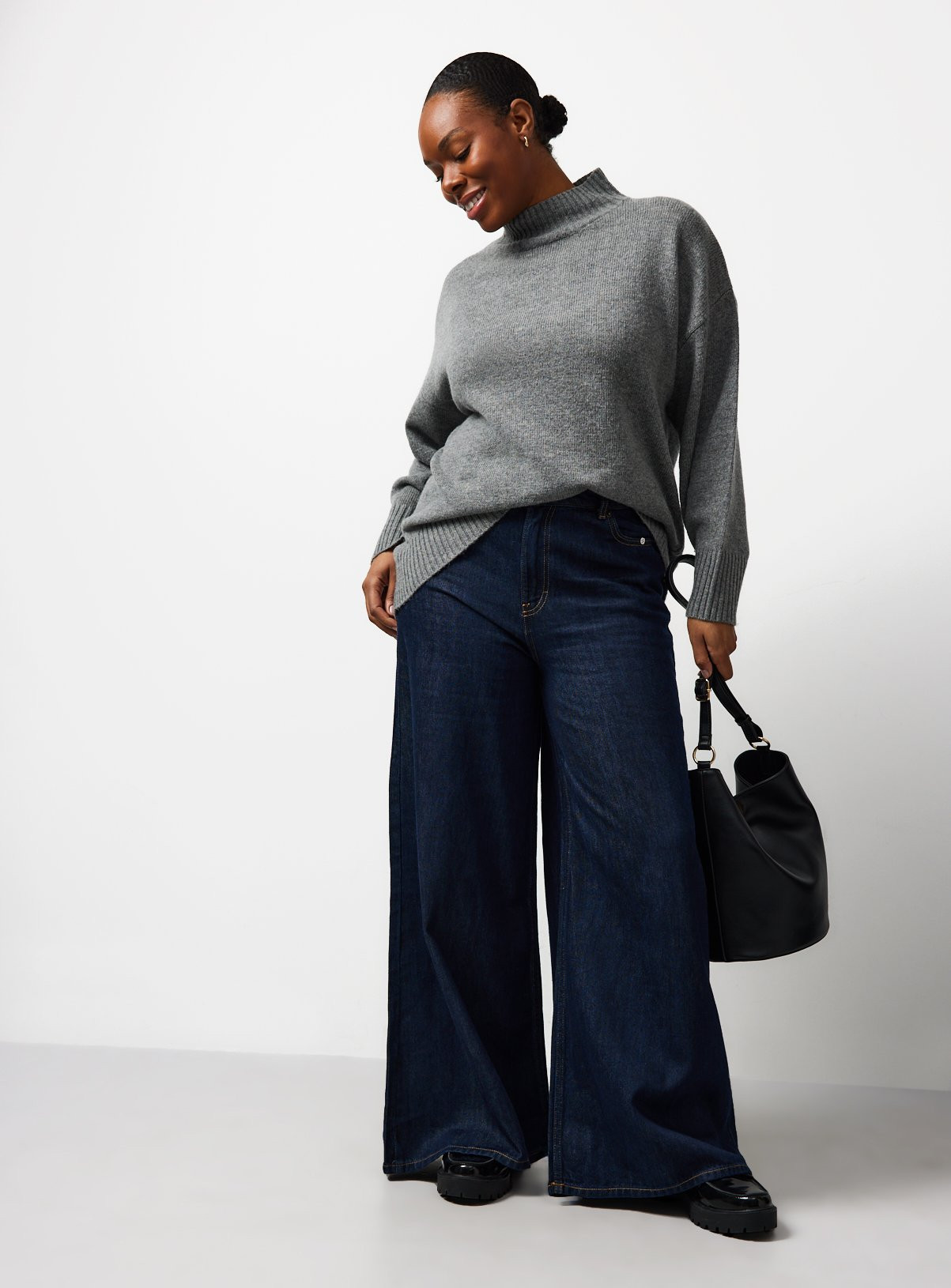 Grey High Neck Pullover | Tu Clothing