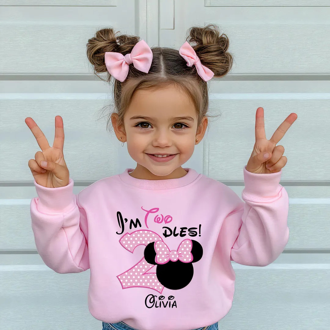 Custom I'm Two Dles Sweatshirt, Disney Minnie Birthday Sweater, Two Years Old Shirt, 2nd Birthday... | Etsy (US)