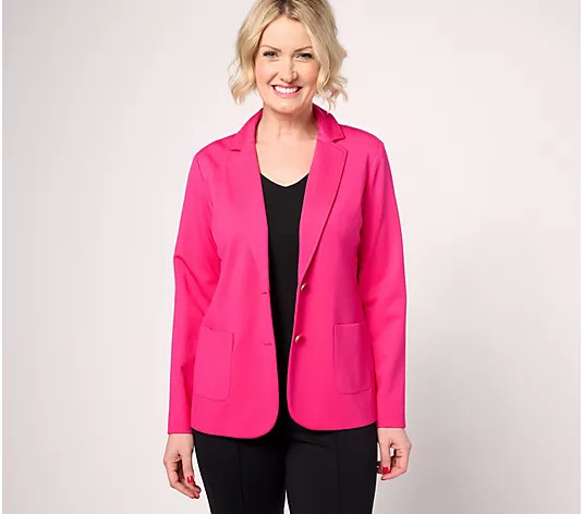 Tailored by Susan Graver Petite Sleek Ponte Blazer - QVC.com | QVC