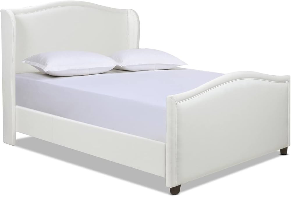 Jennifer Taylor Home Carmen Queen Upholstered Wingback Panel Bed Frame Platform, Antique White Po... | Amazon (US)