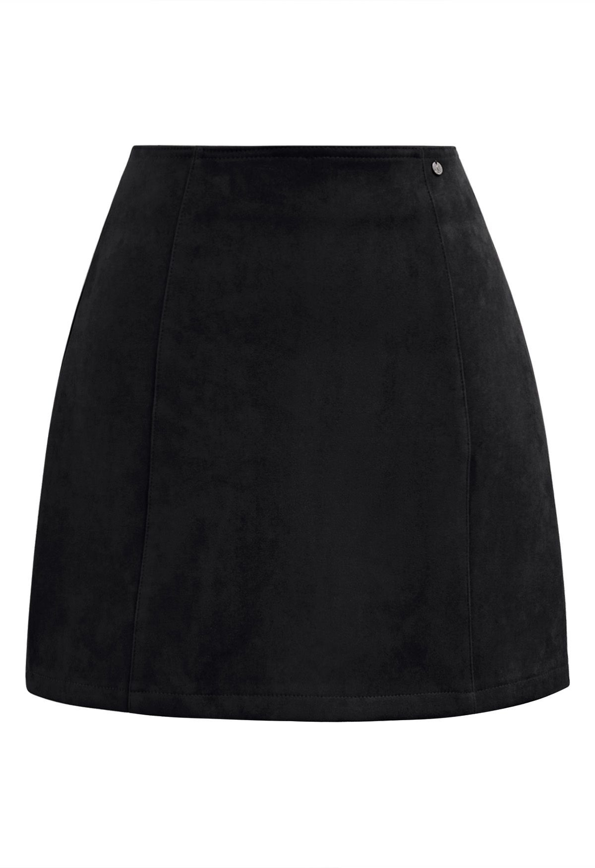 Retro Chic Faux Suede Mini Skirt in Black | Chicwish