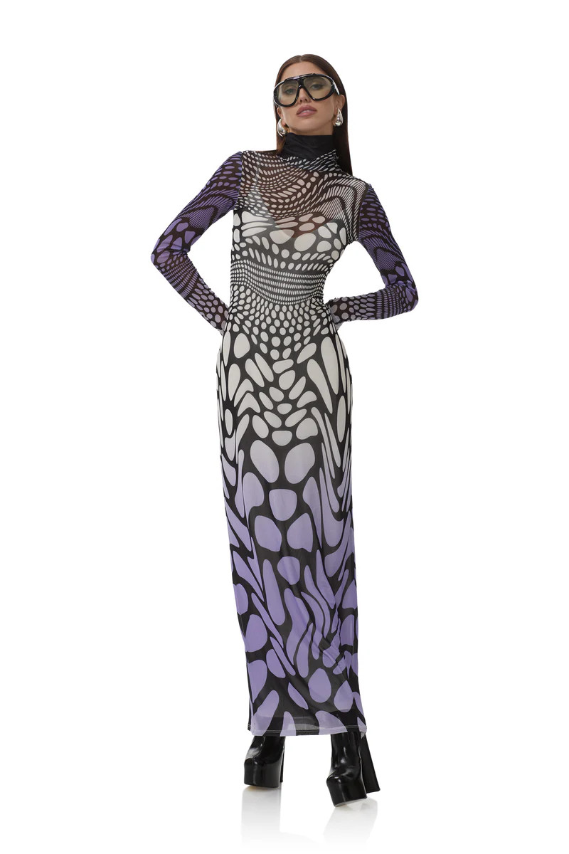 Billie Dress - Violet Swirl Dots | ShopAFRM