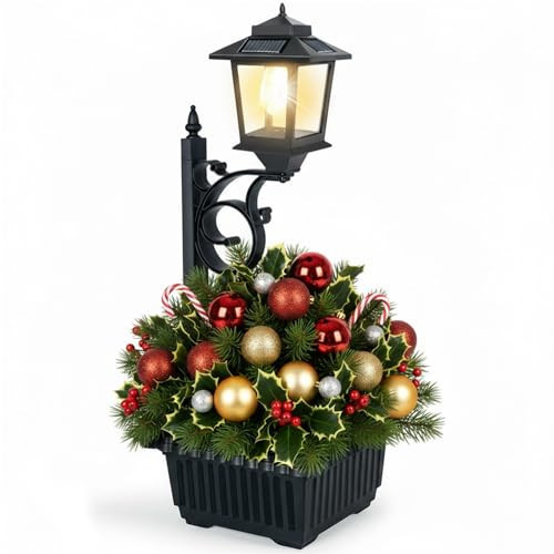 PASAMIC 2 in 1 Outdoor Flower Pots for Real or Fake Flowers, Solar Lamp Post Lights - Wall Mount or Freestanding, Waterproof Decorative Lamp for Lawn, Patio, Front/Back Door | Amazon (US)