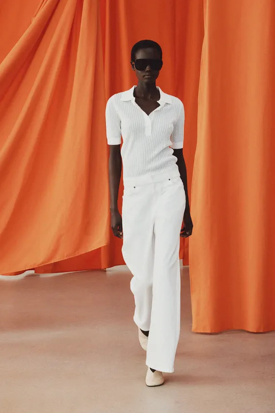 SEMI-SHEER KNIT POLO | Zara US