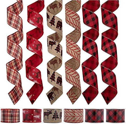 iPEGTOP 36 Yards 2.5" Wired Burlap Christmas Ribbon, Natural Jute Gift Wrapping Ribbon Wreath Bow... | Amazon (US)