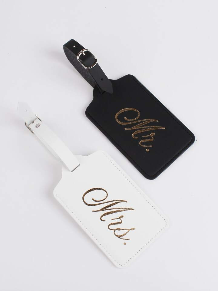 2pcs Metallic Letter Graphic Luggage Tags for Honeymoon Travel Accessories | SHEIN