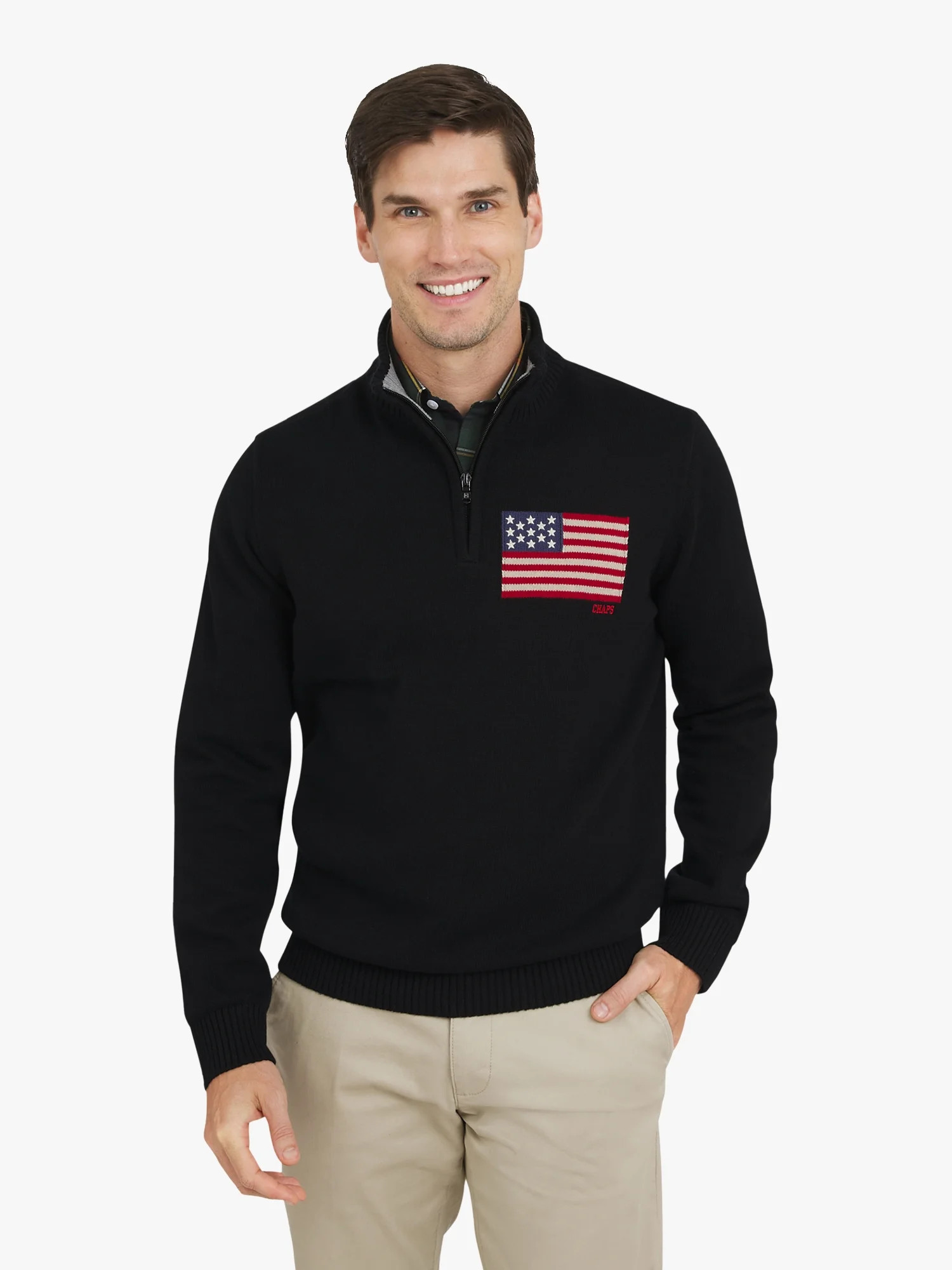 Chaps Men's & Big Men's Flag Quarter Zip Sweater, Sizes S-3XL | Walmart (US)