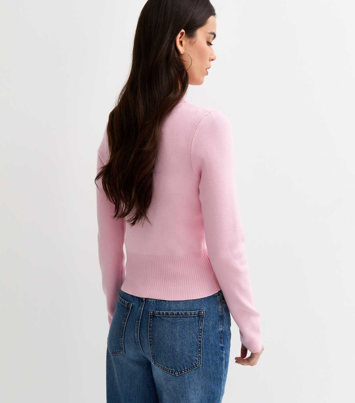 Light Pink Compact Knit Crew Neck Cardigan | New Look | New Look (UK)