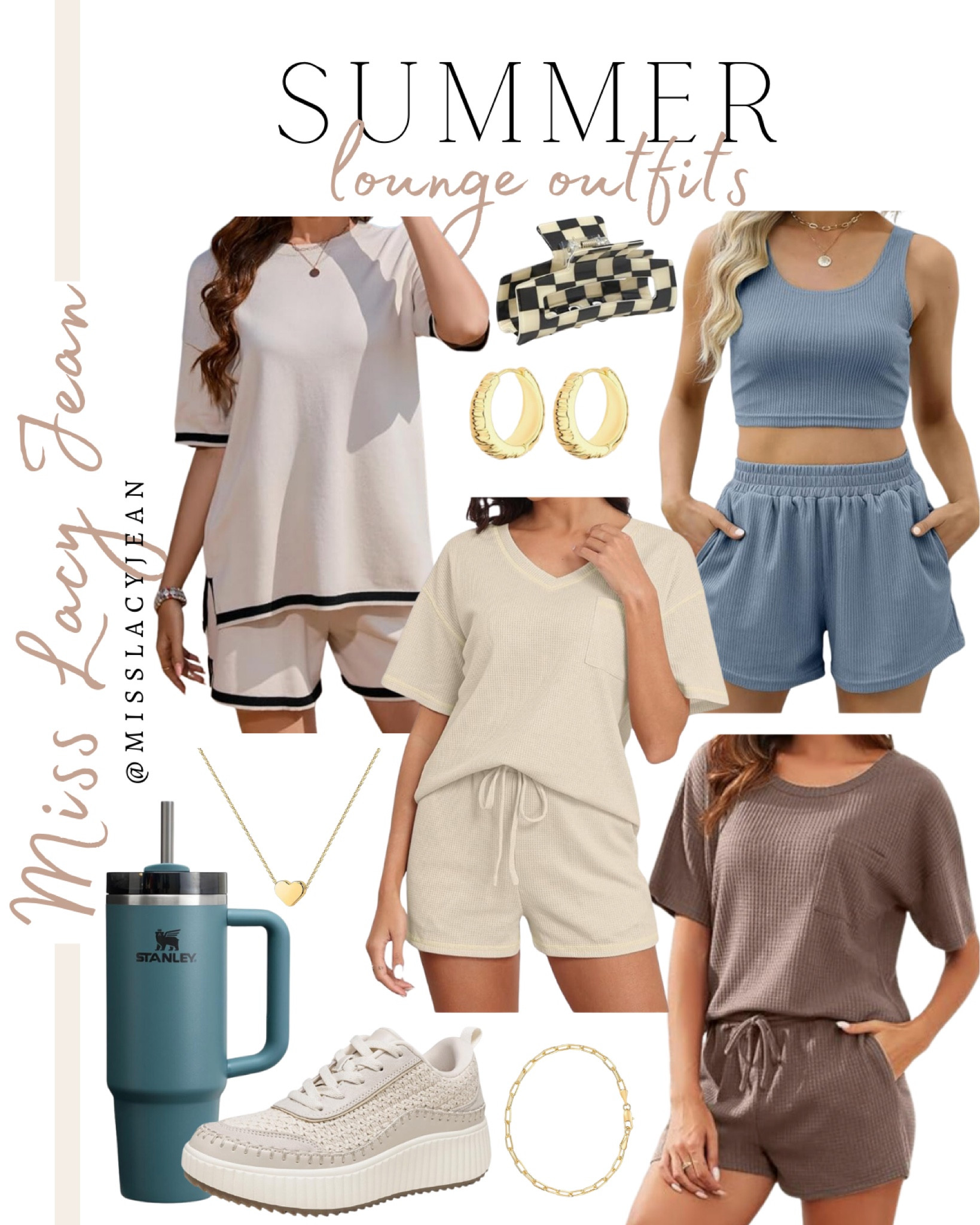 Summer loungewear includes two piece sets, earrings, hair claw, gold necklace, tumbler, sneaker, bracelet.

Loungewear, summer lounge, casual summer outfit, Amazon finds

#LTKStyleTip #LTKFindsUnder100 #LTKShoeCrush
