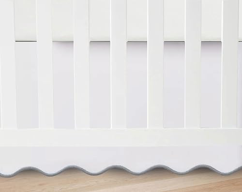 100% White Cotton Sateen Crib Skirt Scalloped Hem with Split Corners ; 4-Sided Skirt fits Around The Entire Crib (Black, 28"x52"+ Drop 10'' INCH) | Amazon (US)