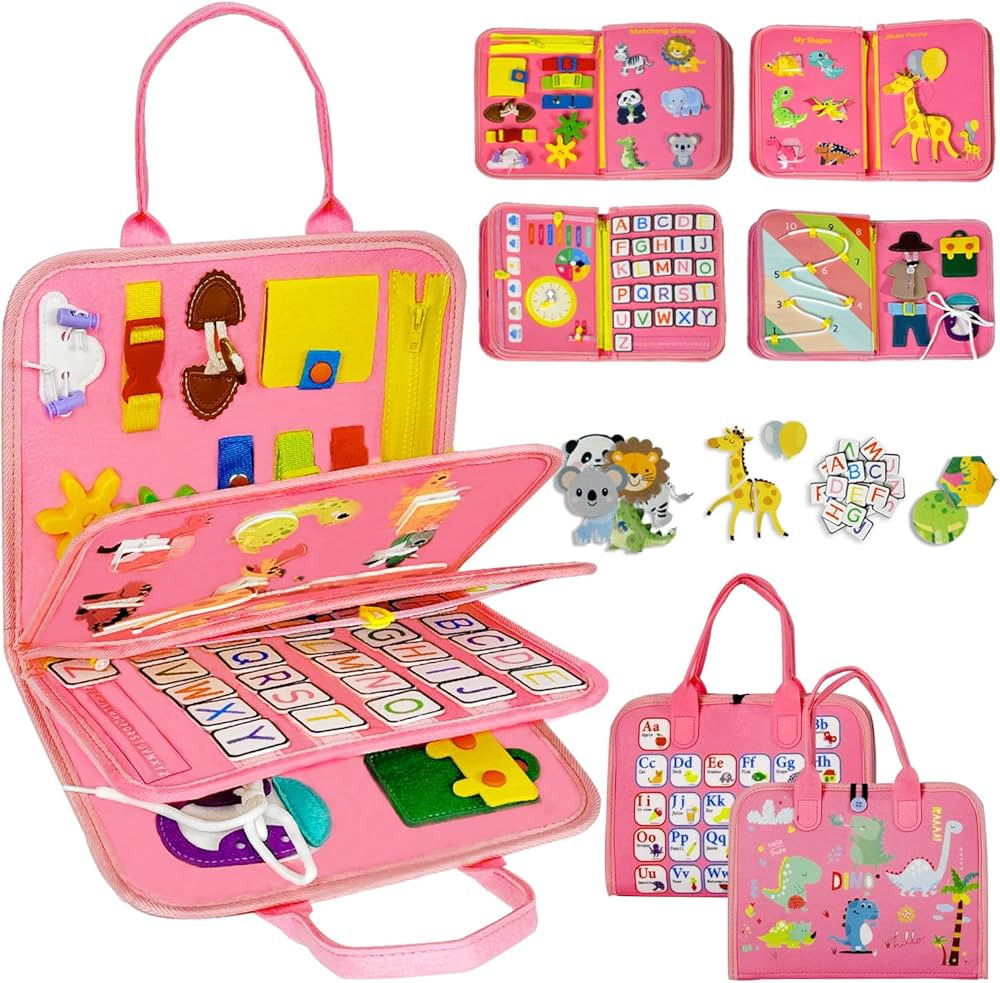 Qizfun Busy Board Montessori Toys for 1 2 3 4 Year Old, Educational Sensory Learning Toys for Tod... | Amazon (US)