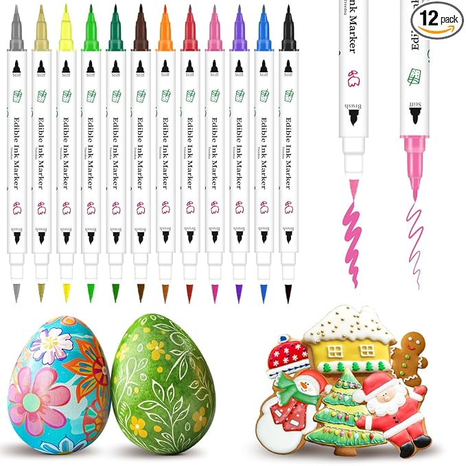 Treedoa Edible Markers for Cookie Decorating,12Pcs Food Coloring Pens Double Side Food Grade Edib... | Amazon (US)