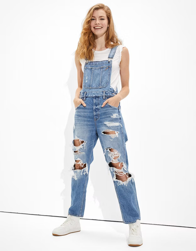 AE Ripped '90s Boyfriend Denim Overall | American Eagle Outfitters (US & CA)