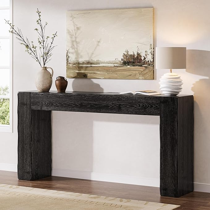 Solid Wood Console Table, 63-Inch Farmhouse Sofa Table Behind Couch for Entryway, Living Room, Fo... | Amazon (US)