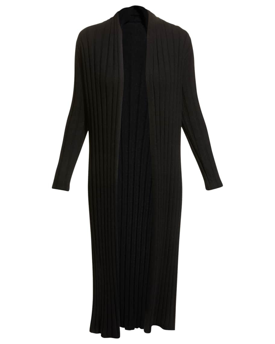 Neiman Marcus Cashmere Collection Open-Front Ribbed Cashmere Duster | Neiman Marcus