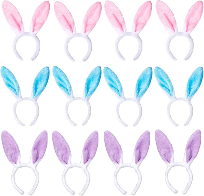 XIMISHOP 12pcs Bunny ears, Plush Bunny Rabbit Ear Headband Hairband for Woman Kids for Easter Par... | Amazon (US)