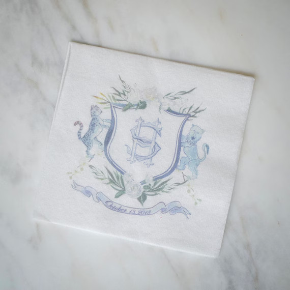 Full Color Family Crest Linen-Like Wedding Napkins | Etsy | Etsy (US)