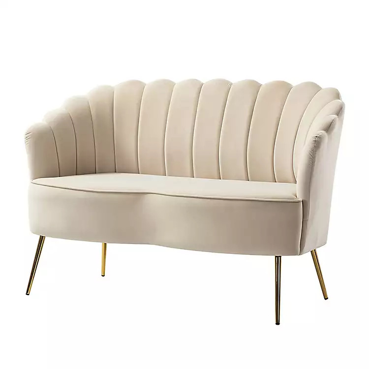 Tan Donata Velvet Tufted Loveseat | Kirklands