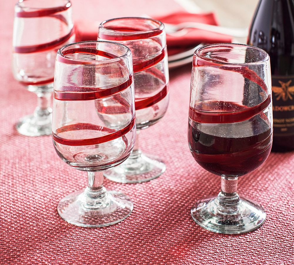 Red Ribbon Handcrafted Recycled Goblets | Pottery Barn (US)