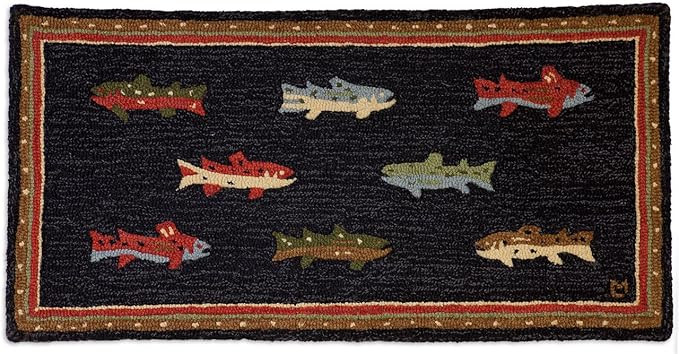 Artist-Designed River Fish Trout Hand-Hooked Wool Accent Rug (24 in x 48 in) Lake & Lodge Themed ... | Amazon (US)