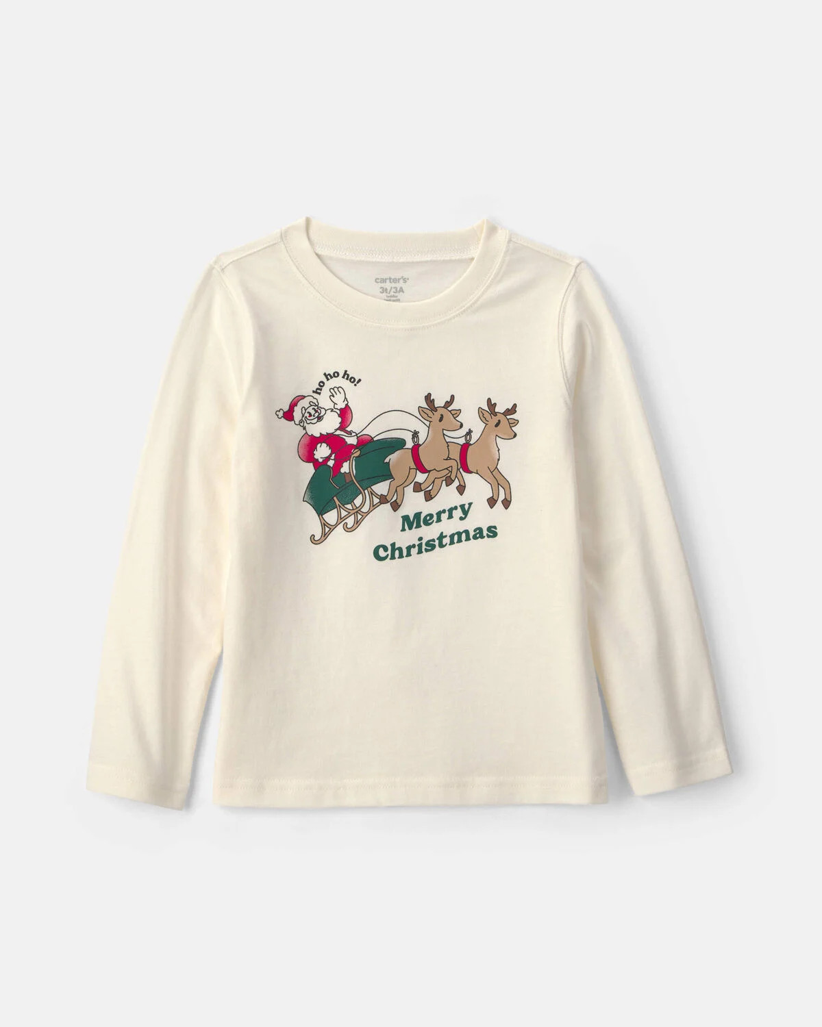 Toddler 'Merry Christmas' Santa Long-Sleeve Graphic Tee - Cream | Carter's Inc