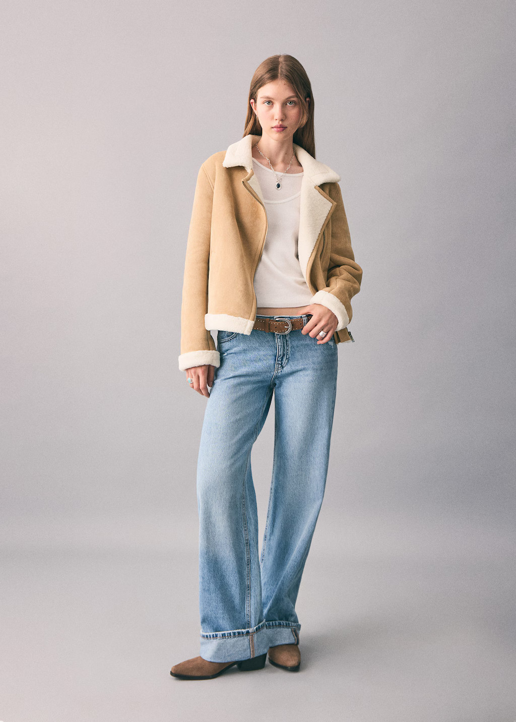 Shearling suede coat medium brown - Teenage girl - L - MANGO TEEN | Mango (US/MX/AU)