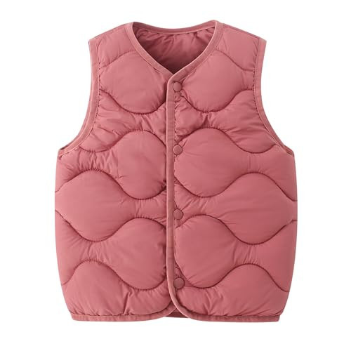 AMIYAN Toddler Girls Puffer Vest Wind Proof Sleeveless Outwear Vest Warm Lightweight Winter Coat Red Bean Paste 120 3-4T | Amazon (US)