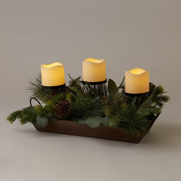19" Faux Greenery Electronic Candle Holder - Wondershop™ | Target