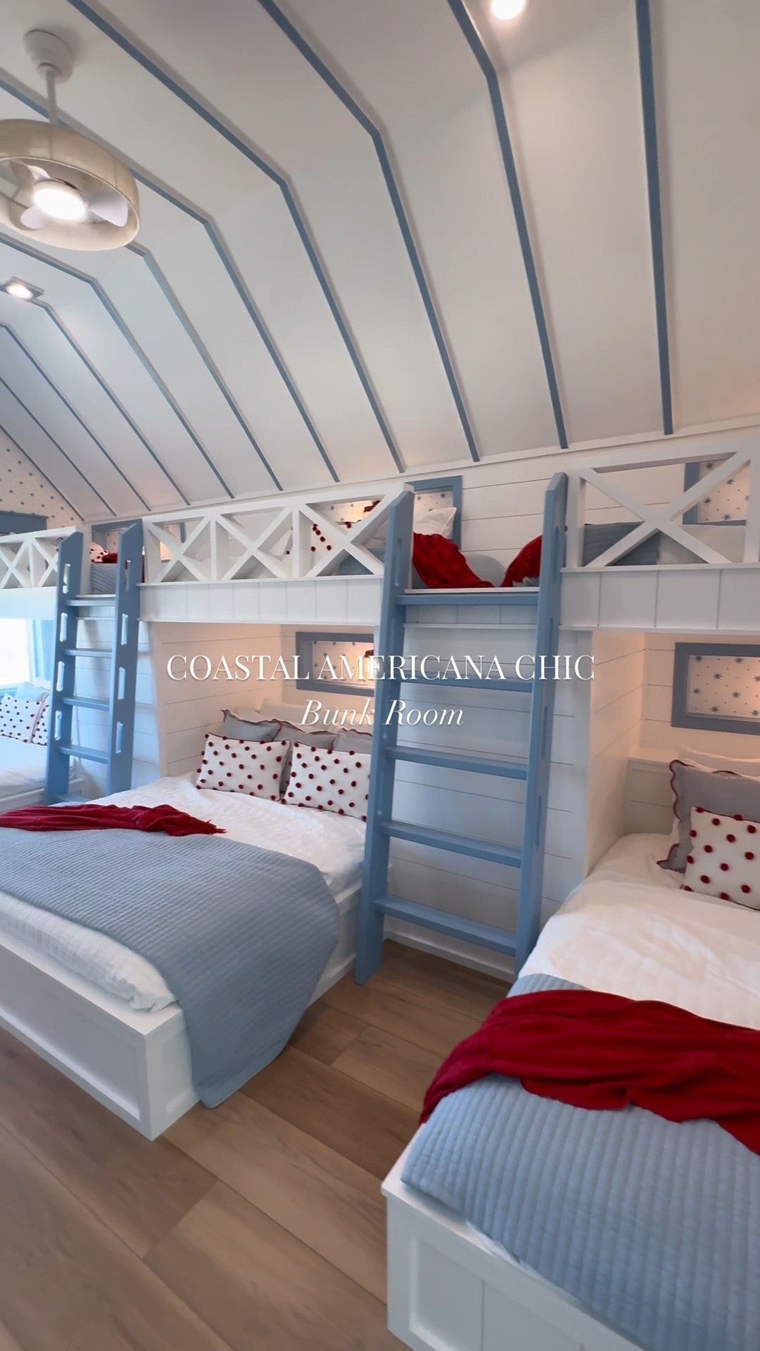 Red, white, and boom—this 6-bunk coastal room brings the fireworks inside! 🇺🇸✨
From the beautiful bold wallpaper to the tucked-in wallpapered bed niches, it’s the little details that make a big bang! 🎆
Perfect for sleepovers, beach days, and star-spangled dreams! 🌊

#BunkRoomGoals #Coastal #RedWhiteAndBlue #Wallpaper #FourthOfJuly

#LTKHome #LTKSeasonal