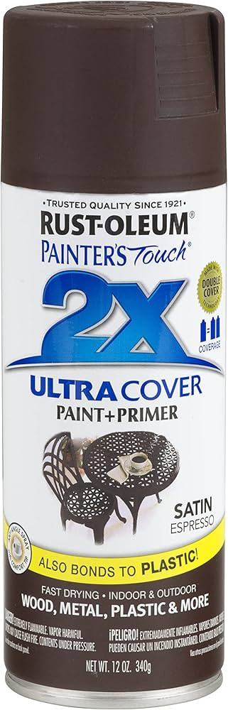 Rust-Oleum 249081 Painter's Touch 2X Ultra Cover Spray Paint, 12 oz, Satin Espresso | Amazon (US)