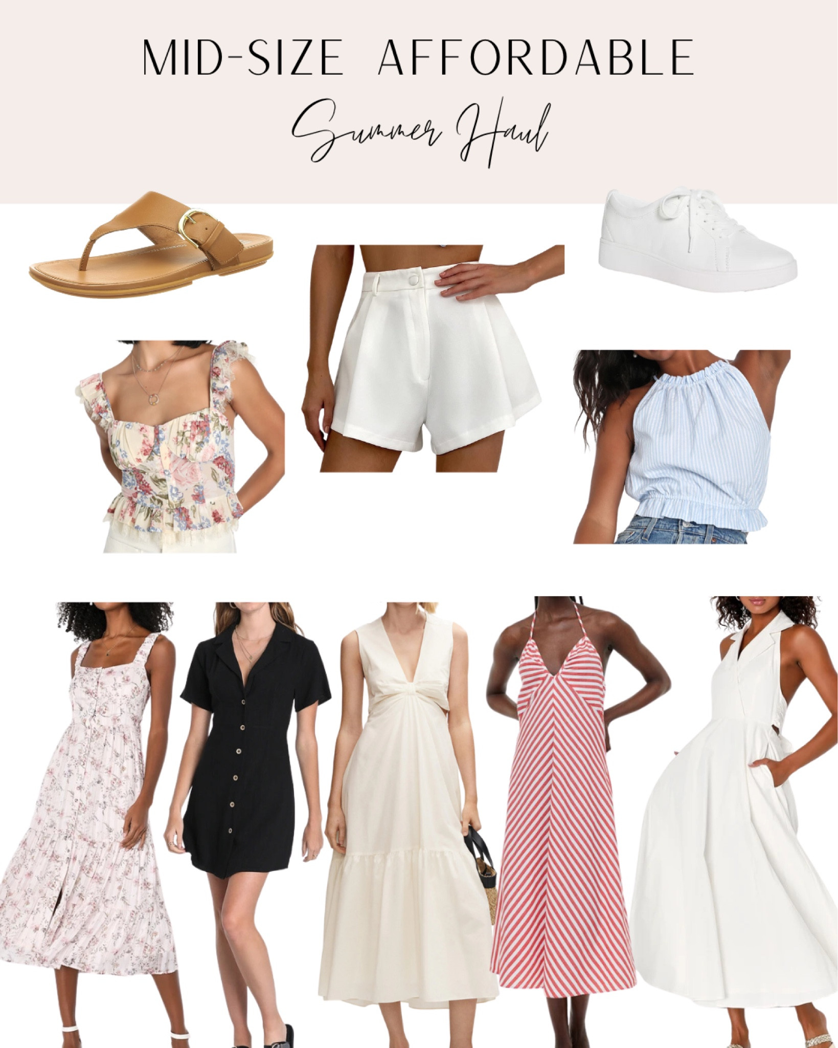 Mid size affordable summer clothes haul!
.
.
.
Sandals, comfortable shoes, white shorts, halter top, floral loveshackfancy dupe, summer dress, vacation outfit, amazon, mango, express, lulu’s, Nordstrom, red dress

#LTKstyletip #LTKunder100 #LTKtravel
