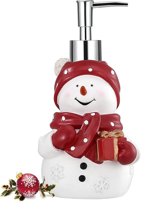 Luxspire Snowman Soap Dispenser, Christmas Decor Resin Liquid Hand Soap Dispenser Refillable Dish... | Amazon (US)