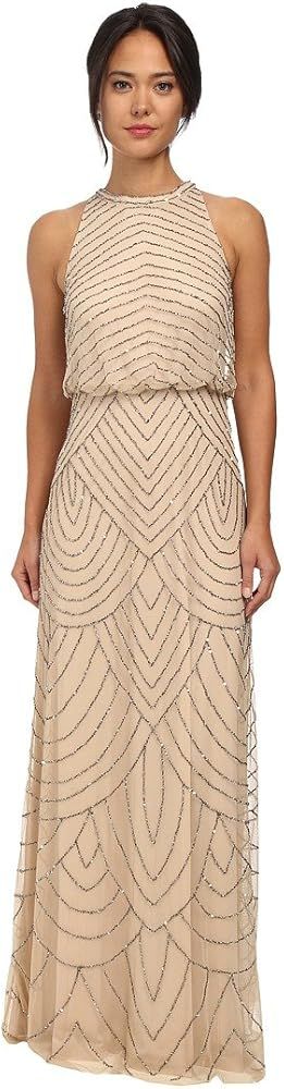 Adrianna Papell Women's Halter Art Deco Beaded Blouson Dress | Amazon (US)