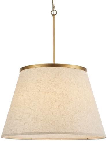 MhyTogn 24" Boho Chandelier, Tapered Fabric Drum and Antique Gold Accents Paint Finish Shade Pend... | Amazon (US)