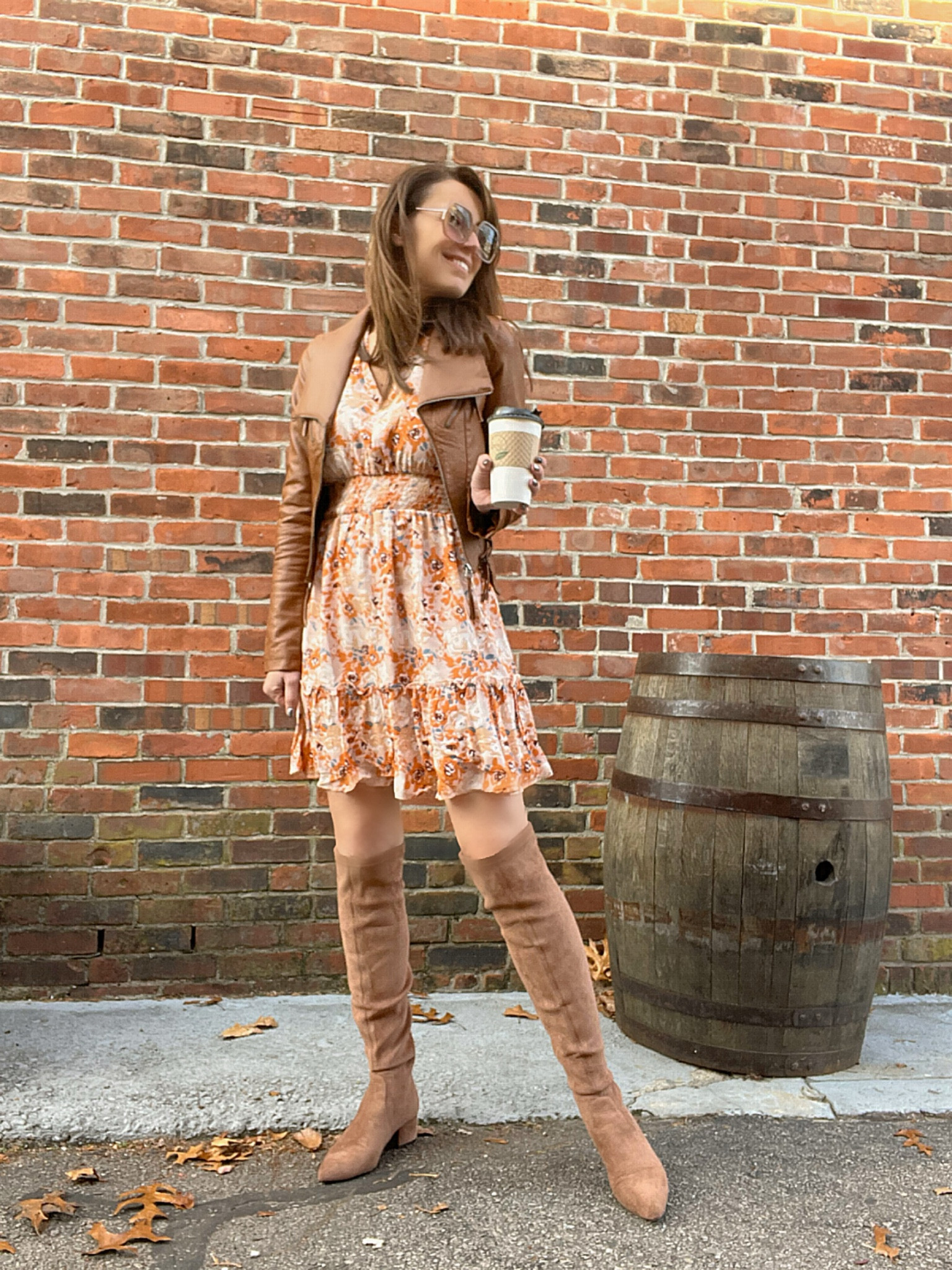 Fall outfit 
Threaded pear dress: xs
Amazon over the knee boots: sz 8
Lulus brown leather jacket: xs

#LTKover40 #LTKCyberWeek #LTKstyletip