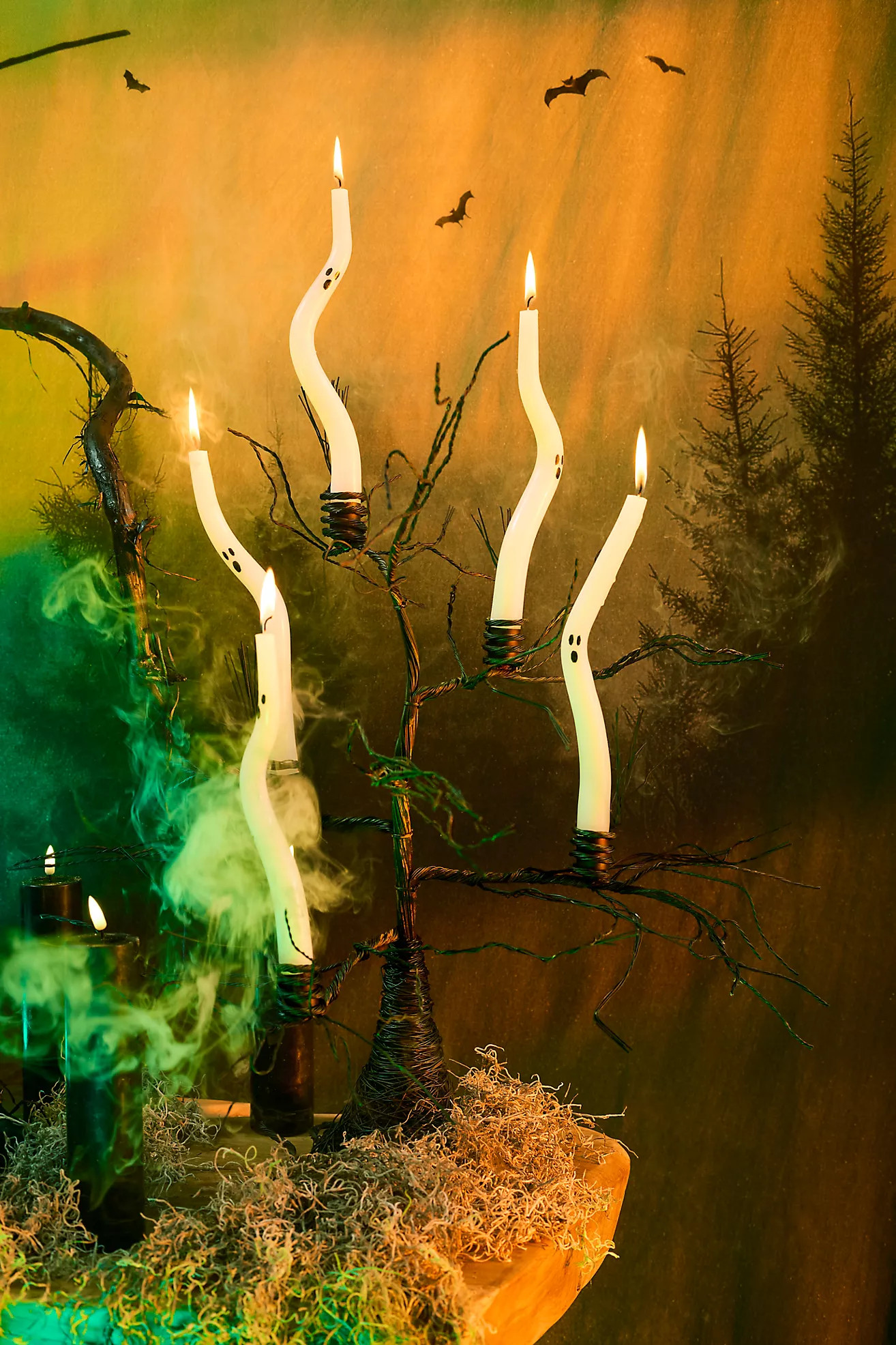 Squiggly Ghost Taper Candles, Set of 3 | Terrain