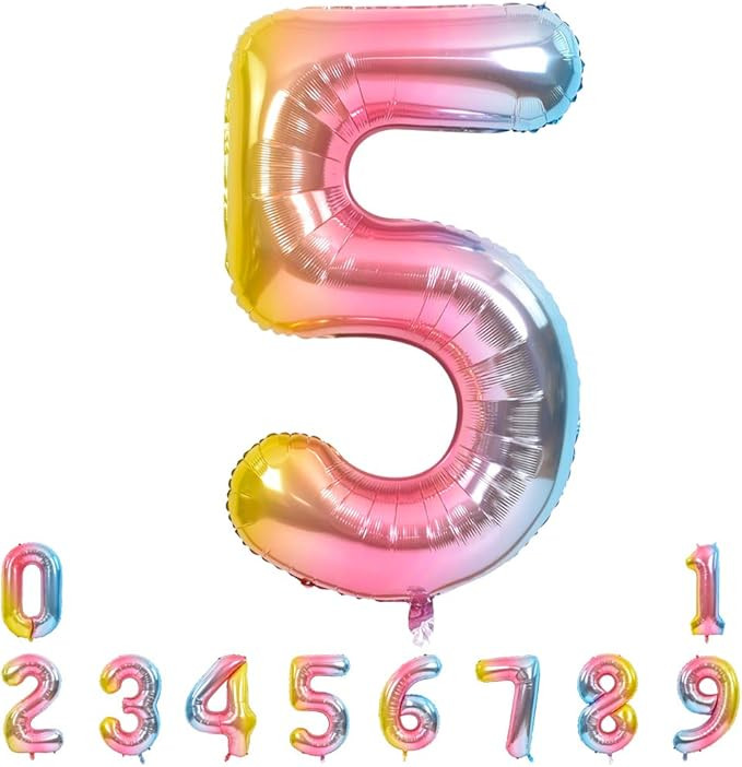 TONIFUL 40 Inch Rainbow Large Numbers Balloons 0-9, Number 5 Digit 5 Helium Balloons, Foil Mylar ... | Amazon (US)
